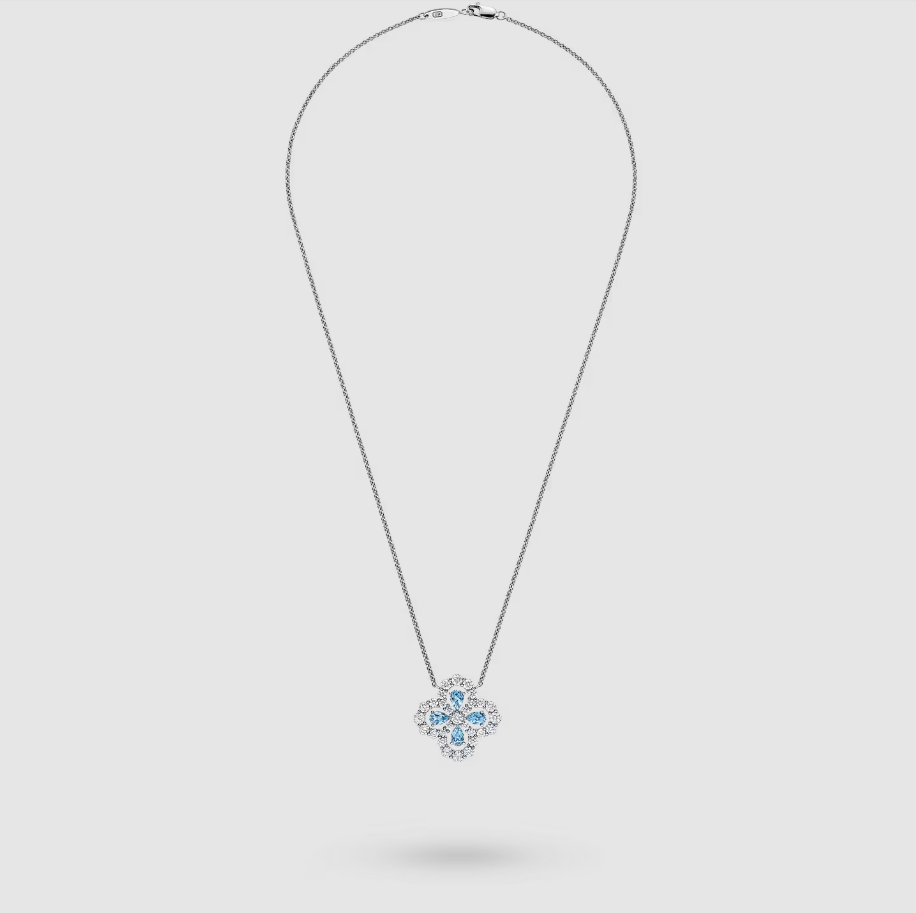 Diamond Loop Full Motif Aquamarine and Diamond Pendant